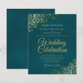 Papier Élégante invitation de mariage pas chère sarcelle  (Devant / Derrière)