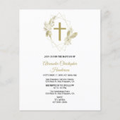Papier Elégante Invitation Or/BUDGET/Baptême. (Devant)
