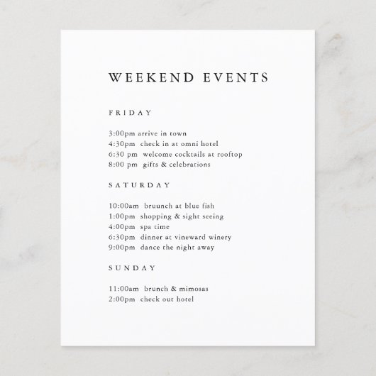 Papier Élégante lettre de bienvenue de mariage Timeline I (Dos)