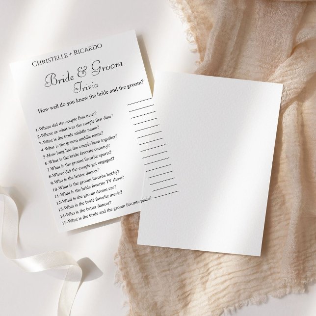 Papier Elégante mariée & mariée trivia jeu de douche de m (Créateur téléchargé)