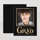 Papier Élégante photo Budget Black Gold Graduation (Devant / Derrière)