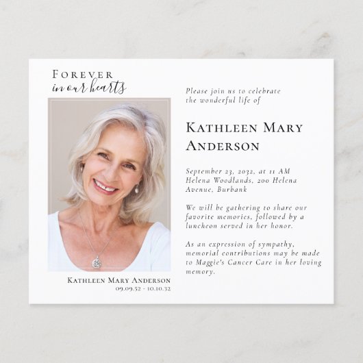 Papier Élégante photo Célébration des funérailles commémo (Devant)