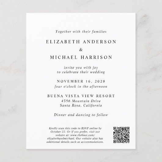 Papier Élégante photo Code QR Faire-part de mariage budgé (Devant)
