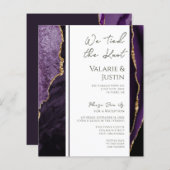 Papier Elégante Réception Elopement Agate Violet (Devant / Derrière)