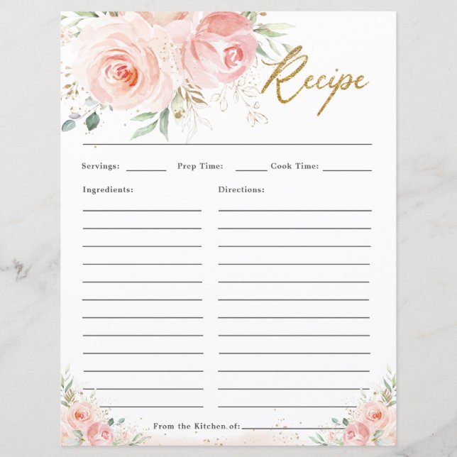 Papier Élégante recette Blush Rose Floral Bridal Bring (Devant)