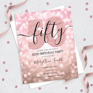 Papier Elégante Rose moderne Gold 50e fête d'anniversaire