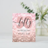 Papier Elégante Rose moderne Gold 50e fête d'anniversaire (Debout devant)