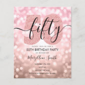 Papier Elégante Rose moderne Gold 50e fête d'anniversaire (Devant)