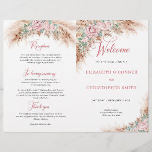 Papier Elégante Roses Roses Roses Rose Pampas herbe et ve