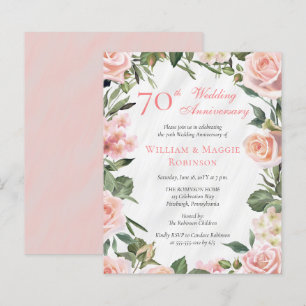 PAPIER Elegante Roze Bloemen 70ste Jubileum Party
