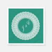 Papier Élégante serviette en dentelle turquoise et blanch (Devant)