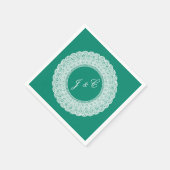 Papier Élégante serviette en dentelle turquoise et blanch (Coin)