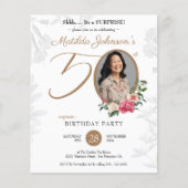 Papier Élégante surprise florale 50e anniversaire Invitat (Devant)