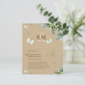 Papier Elégante Verdure Papillons Mariage Invitations (Debout devant)