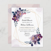 Papier Elégante Violet Floral Bridal Shower Invitation (Devant / Derrière)