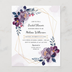 Papier Elégante Violet Floral Bridal Shower Invitation