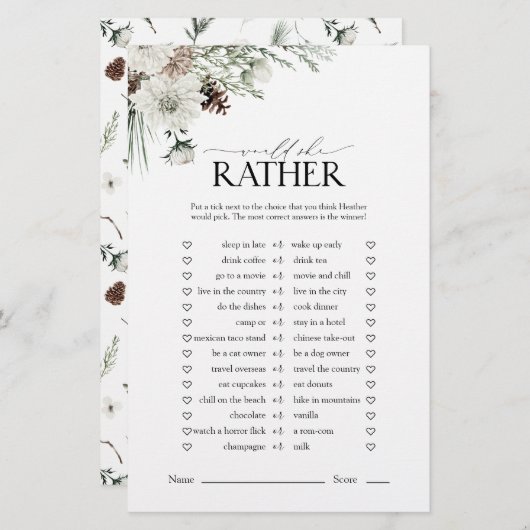 Papier Élégante Voudrait-Elle Plutôt Floral Fête des mari (Devant / Derrière)