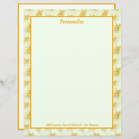 Papier Élégantes jonquilles Vintages fleuries (Devant / Derrière)