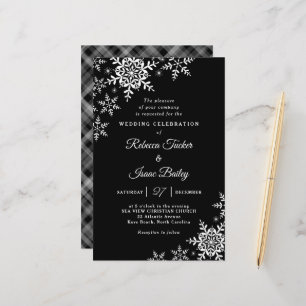 Papier Élégants Snowflakes Plaid Faire-part de mariage no
