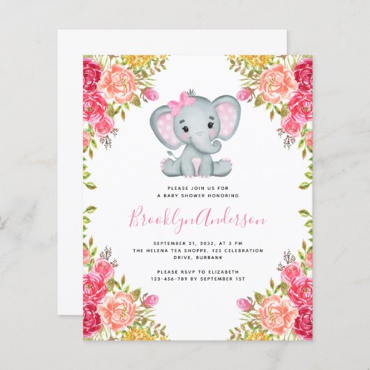 Papier Élément BUDGÉTAIRE Code QR Baby shower Invitation (Devant / Derrière)