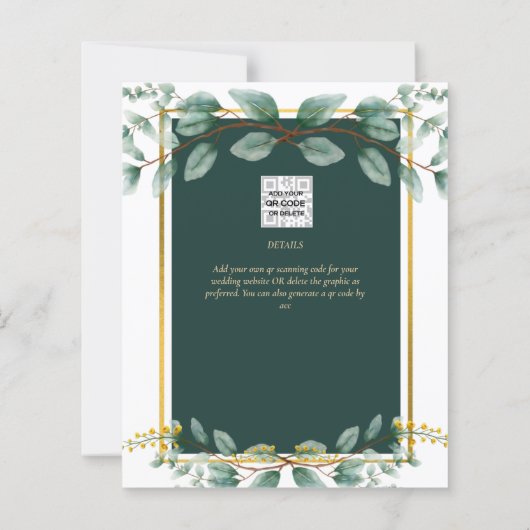 Papier Élément de jeu de Mariages Emerald Green Gold - Co (Dos)