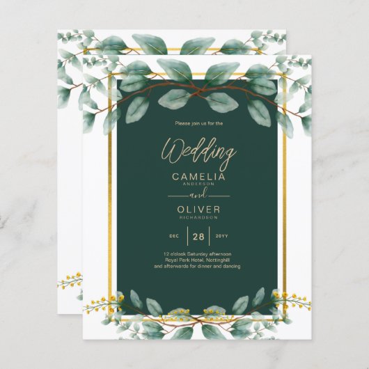 Papier Élément de jeu de Mariages Emerald Green Gold - Co (Devant / Derrière)