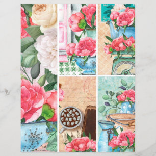 Papier Éléments de scrapbook romantiques de jardin floral