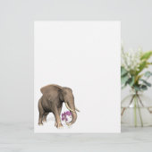 Papier Éléphant avec orchidée rose (Debout devant)