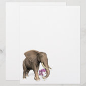 Papier Éléphant avec orchidée rose (Devant / Derrière)