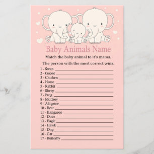 Papier Elephant Baby Animaux Nom Jeu