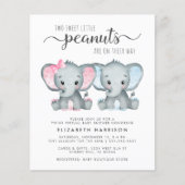 Papier Elephant Baby Boy Girl Twins Virtual Shower Invita (Devant)