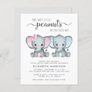 Papier Elephant Baby Boy Girl Twins Virtual Shower Invita