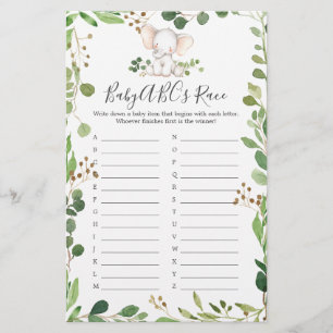 Papier Elephant Baby shower ABC's Race Game