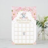 Papier Elephant Baby shower Bingo Jeu Activité Bébé Fille (Debout devant)