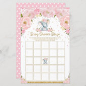 Papier Elephant Baby shower Bingo Jeu Activité Bébé Fille (Devant / Derrière)