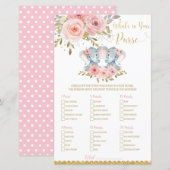 Papier Eléphant Baby shower Ce qui est dans votre jeu de (Devant / Derrière)