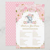 Papier Elephant Baby shower Ce qui est sur votre jeu de t (Devant / Derrière)