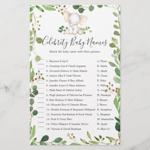 Papier Elephant Baby shower Celebrity Baby Names