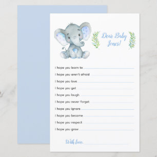 Papier Elephant Baby shower Jeu Chers voeux de bébé