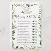 Papier Elephant Baby shower maman ou papa jeu (Devant / Derrière)