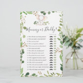 Papier Elephant Baby shower maman ou papa jeu (Debout devant)