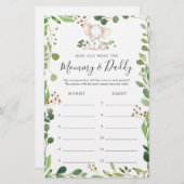 Papier Elephant Baby shower Quel Âge Avaient-Ils Jeu Cart (Devant / Derrière)