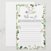 Papier Elephant Baby shower Qui Suis-Je Jeu (Devant / Derrière)