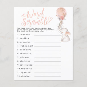 Papier Eléphant Balloon Baby shower Jeu Baby Scramble