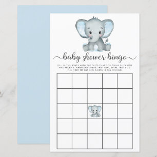 Papier Elephant Bleu Aquarelle Baby Bingo Douche Jeu