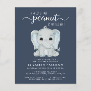 Papier Eléphant Bleu Bébé garçon douche Invitation