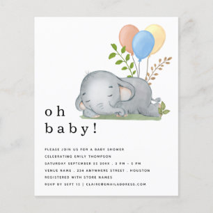 PAPIER Elephant Blue Boy Baby shower nodigt uit Flyer