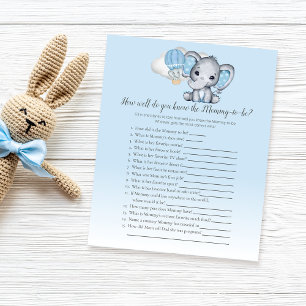 Papier Elephant Blue Connaissez-Vous Maman-2-Be Baby Game