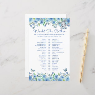 Papier Elephant Blue Voudrait-Elle Plutôt Baby shower Jeu