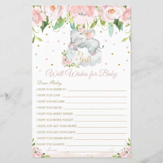 Papier Elephant Blush Floral Wives for Baby Card (Devant)